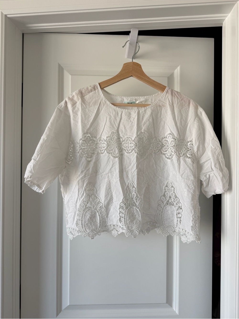 Kimchi Blue White Embroidered Lace Crop Blouse
